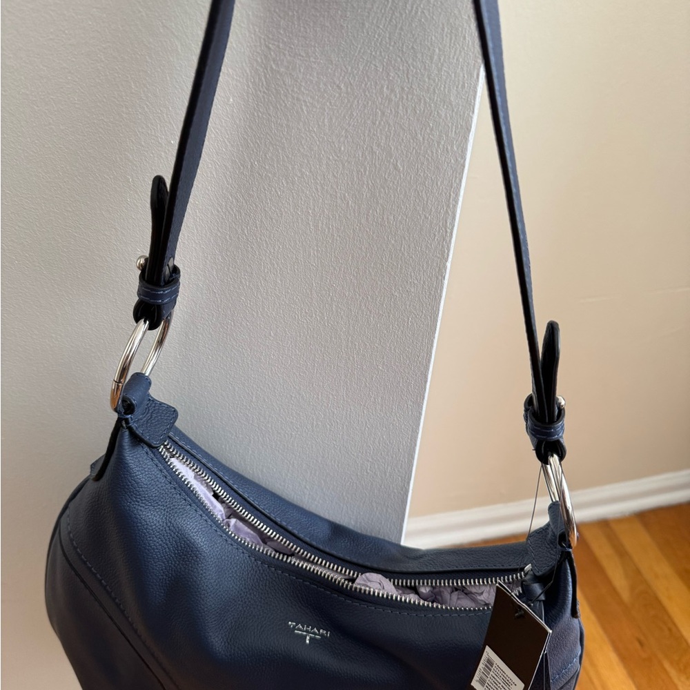 T Tahari Navy Shoulder Bag